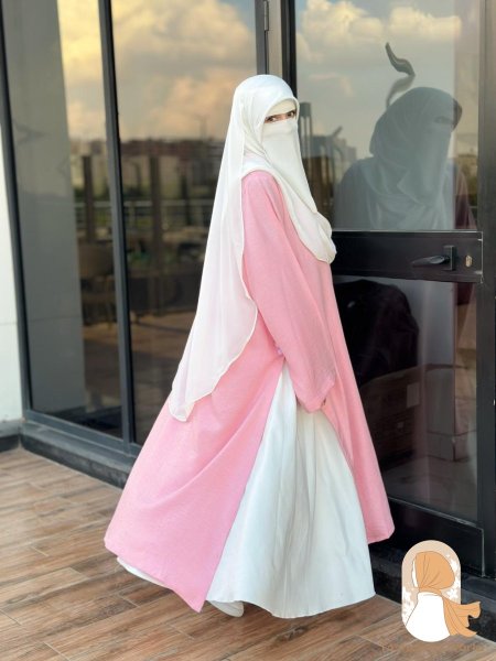 طقم أيهم ( عباي + تنورة )  قماش كتان بلبس لحد طول 175 سم ووزن 120 كيلو