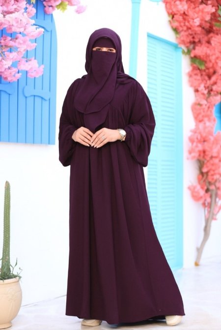 طقم عائشة ( عباي + حجاب + نقاب + شريطة حواجب ) قماش رويال سعودي بتلبس لحد طول 175 سم وزن 80 كيلو