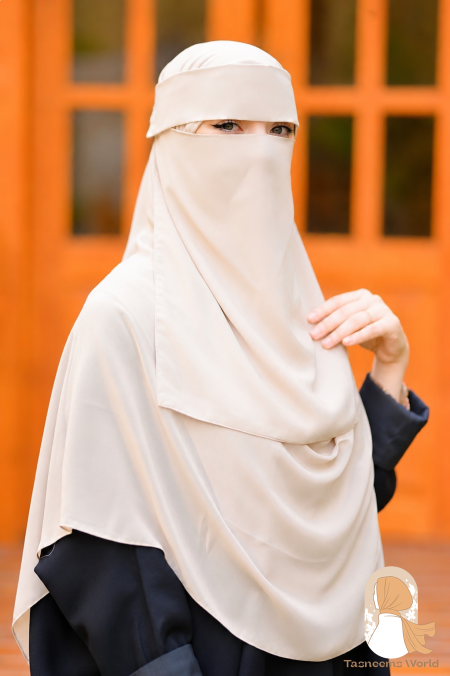 طقم نقاب ماليزي  قطعتين ( حجاب مربع + نقاب )